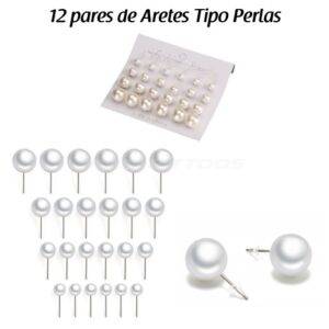 12 pares de Aretes tipo Perlas