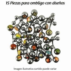 15 Piezas de ombligo con diseño mixto